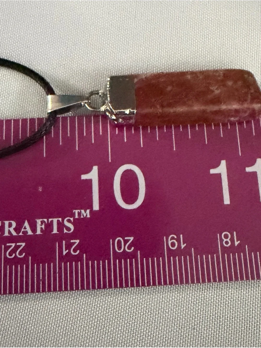 Craft Pink Jasper Rectangular Pendant Necklace on Black Cord